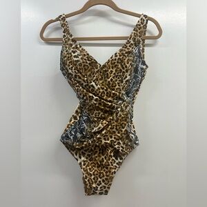 Gottex Leopard Wrap Front One Piece Swimsuit